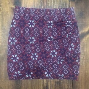 Purple Bohemian Geometric Tribal Print Mini Skirt with Red Designs Twik Small